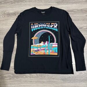 Wrangler Retro Womens Sz S Long Sleeve Graphic T Shirt Desert Cactus Moon Scene